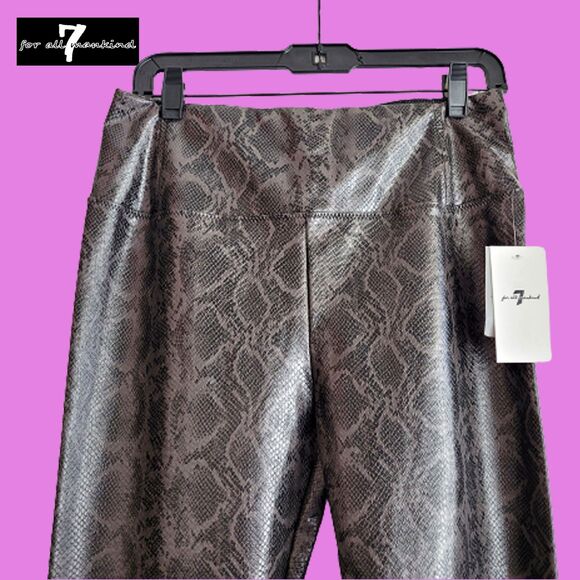 7 FOR ALL MANKIND NEW Goth Snakeskin Coated Faux Leather Panel Legging - Picture 2 of 10